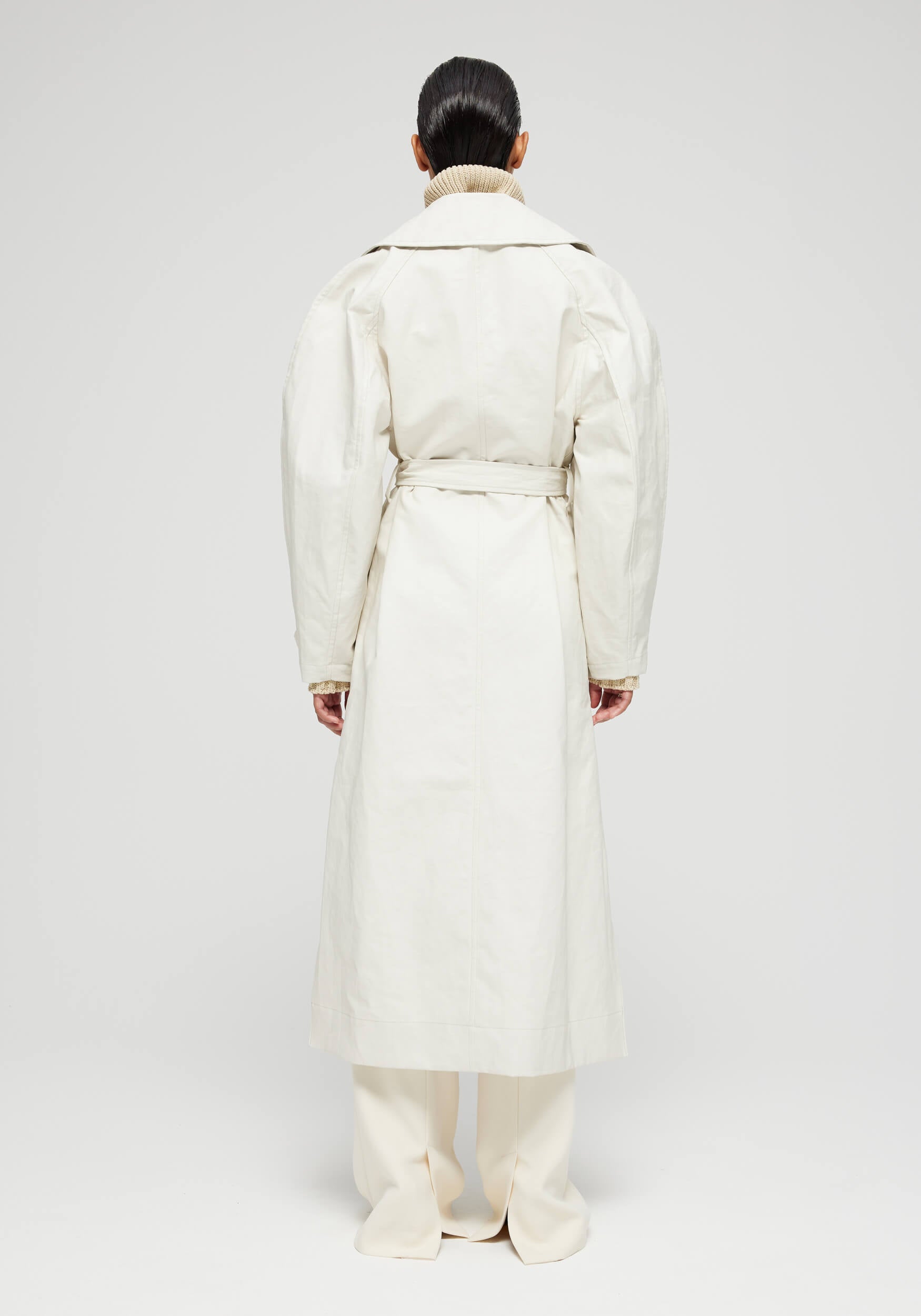 ROHÉ Coated Linen Trench Coat in Chalk available at The New Trend
