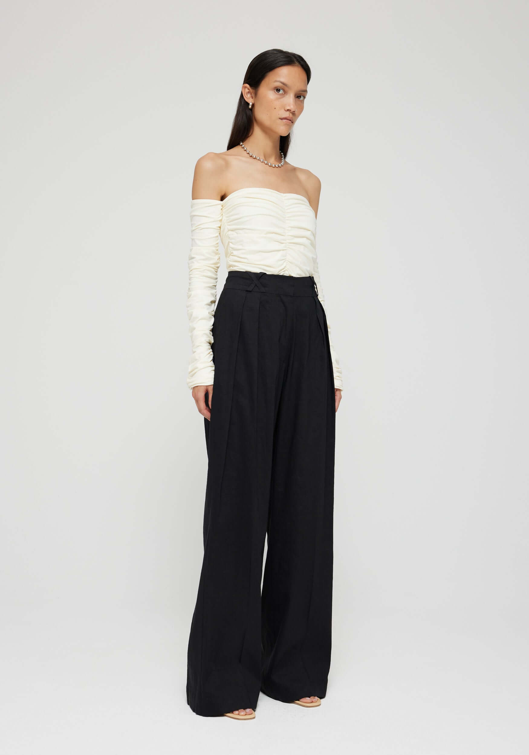 Rohe Smocked Off Shoulder Top in Off-White available at TNT The New Trend Australia. Free shipping on orders over $300 AUD.