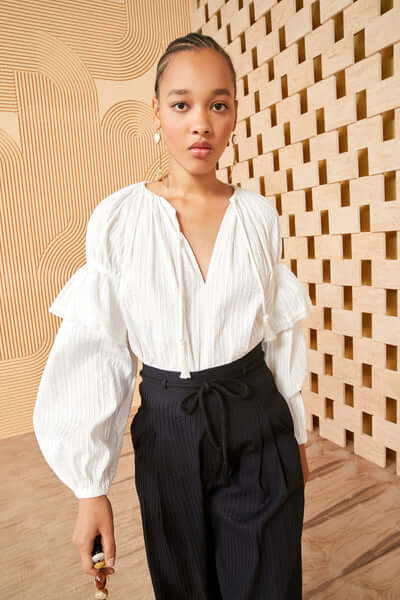 Ulla Johnson Concetta Blouse in Cowrie available at The New Trend