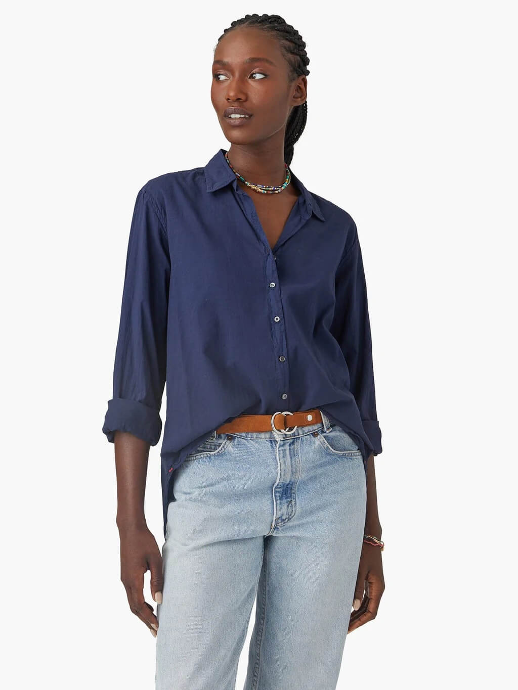 Xirena Beau Oversized Shirt in Navy Blue from The New Trend