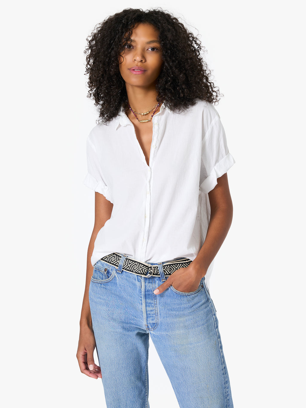 XÍRENA Channing Short Sleeve Shirt White | TNT The New Trend